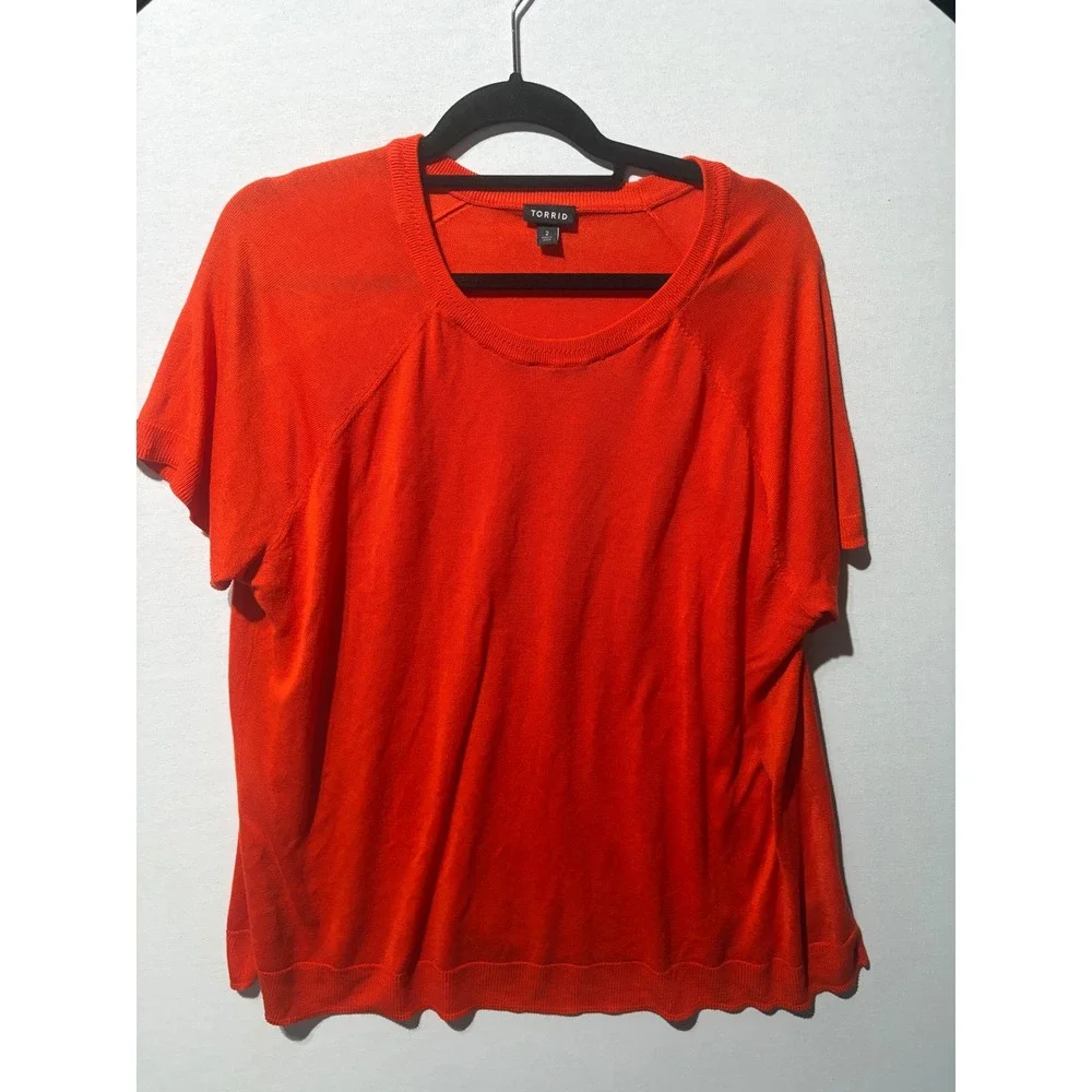 Torrid Orange Short Sleeve‎ Raglan Knit Sweater Top Women's Size 2